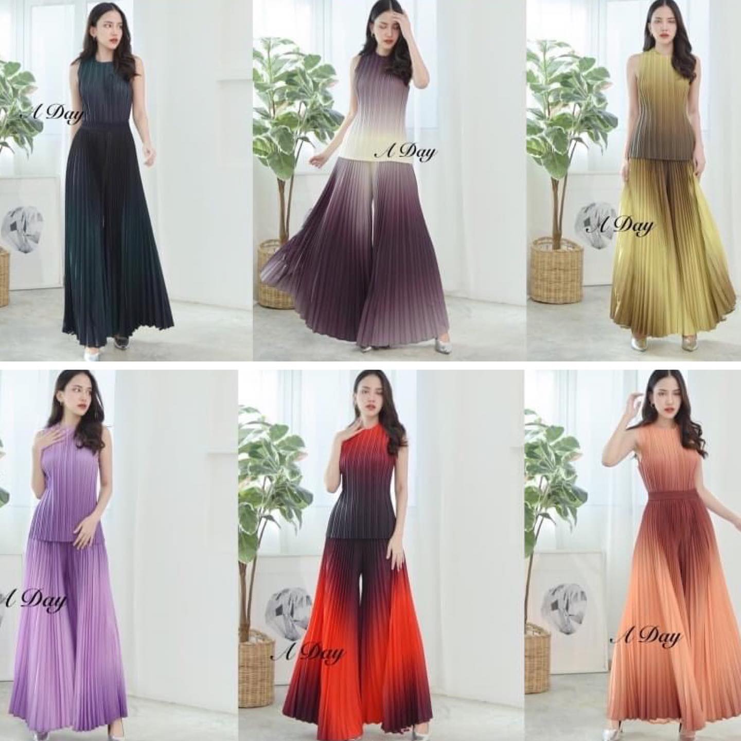 เซตเสื้อ+กางเกง งานเรียบหรูดูดี ดูแพง สไตล์ Poem งานอัดพลีทอย่างดีผ้ายับยาก ไม่ต้องรีดเลยคะ ไล่เฉดสี ทำให้ใส่แล้วพรางหุ่น สินค้าคุณภาพ (พร้อมส่ง)