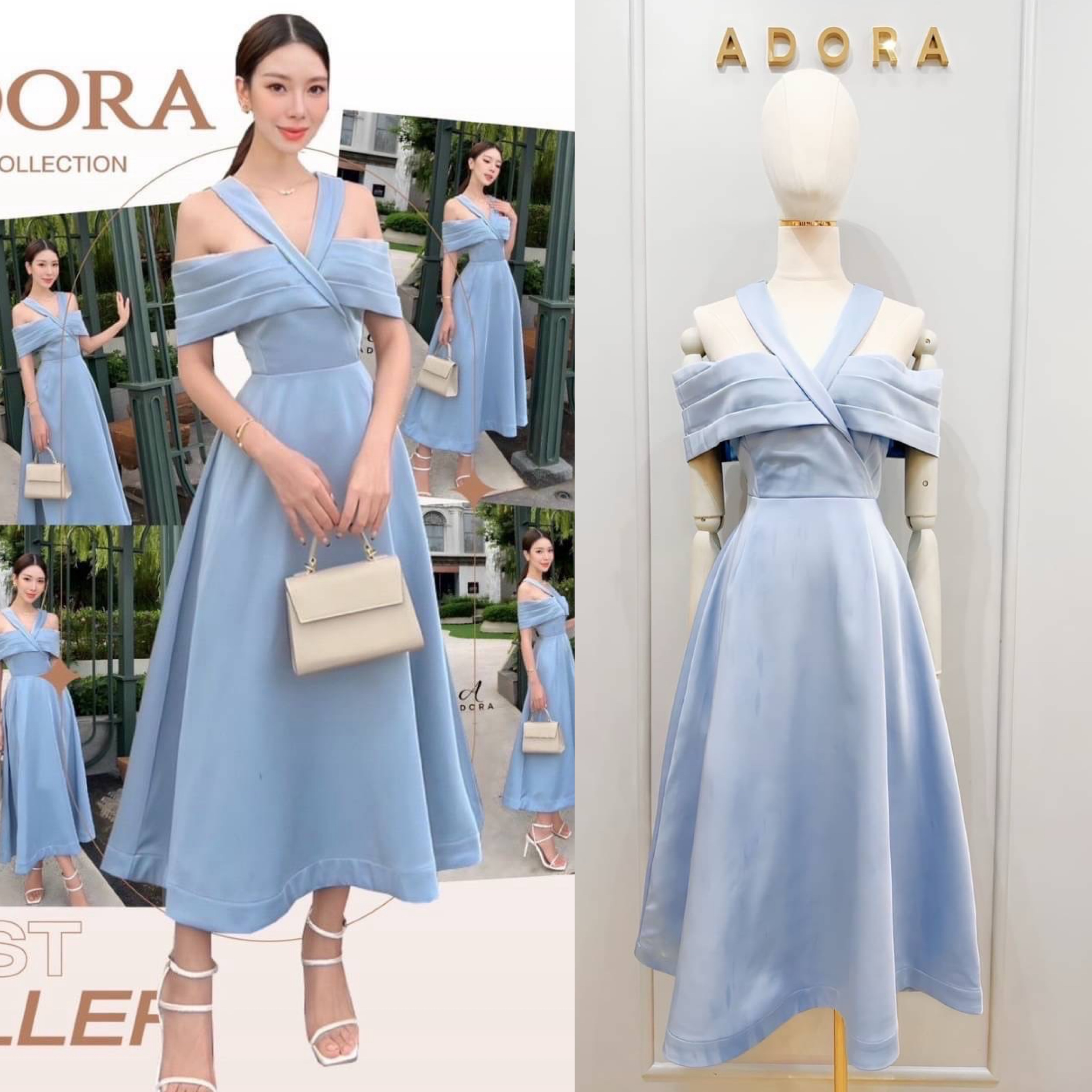 แม๊คซี่เดรสดีไซน์คอวีแบบไขว้แต่งดีเทลจับจีบช่วงอกกระโปรงทรงเอาบานสวิง ตัวเดรสใช่เนื้อผ้าเกรดพรีเมี่ยม มีน้ำหนักทิ้งตัวสวยๆ มีซับใน เป็นงานซิปหลัง ใส่สบาย : สินค้าคุณภาพ (พร้อมส่ง)