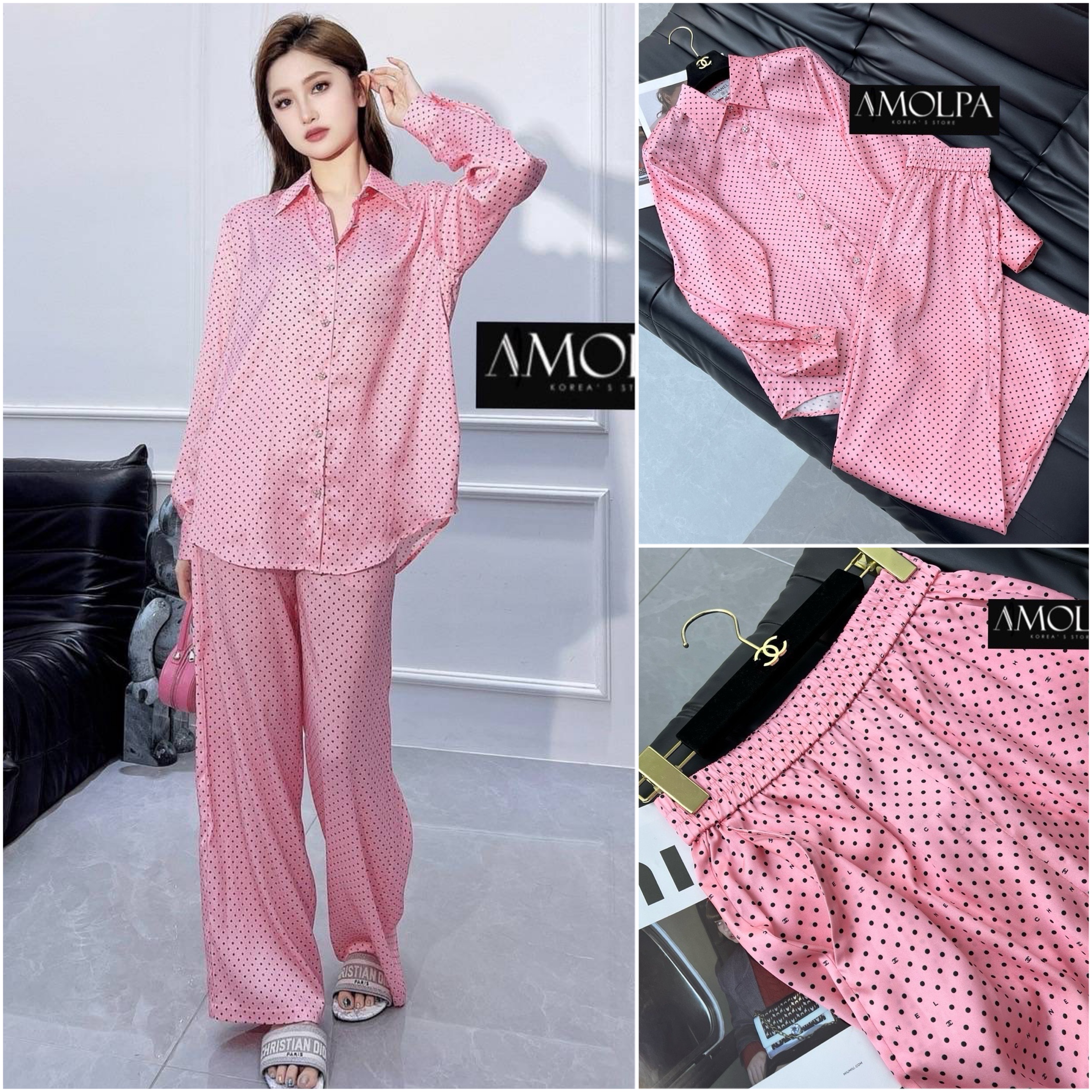 SET PAJAMAS CHANEL SILK SATIN งานใหม่ ใส่สวยมากก ผ้าซิลล์เย็นมากๆ ไม่ผิดหวังเลยค้า : สินค้าคุณภาพ (พร้อมส่ง)