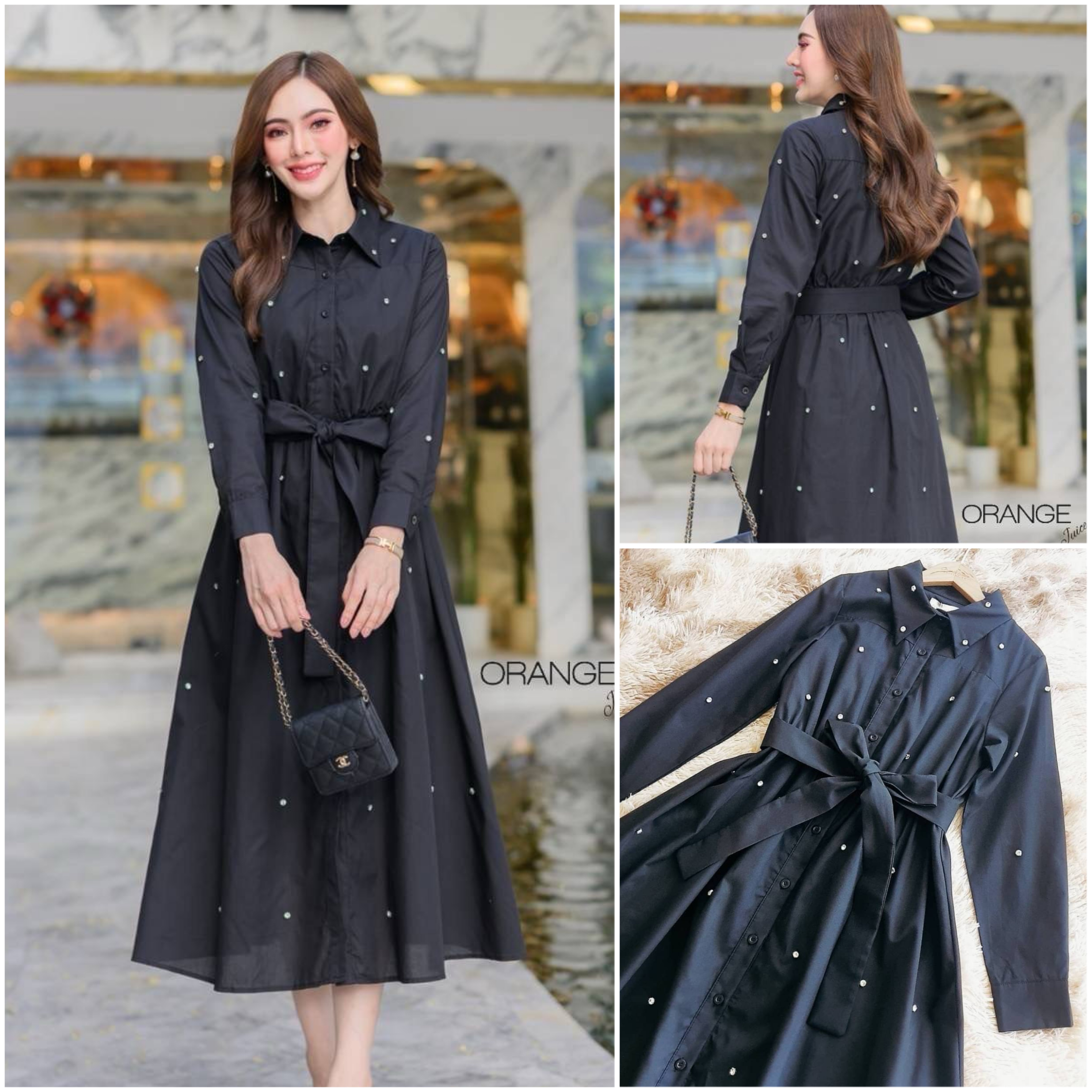 𝐌𝐚𝐱𝐢 เด็กรสยาว แขนยาว ปักเพชรทั้งชุด ทรงสวย ใส่สบาย : สินค้าคุณภาพ (พร้อมส่ง)