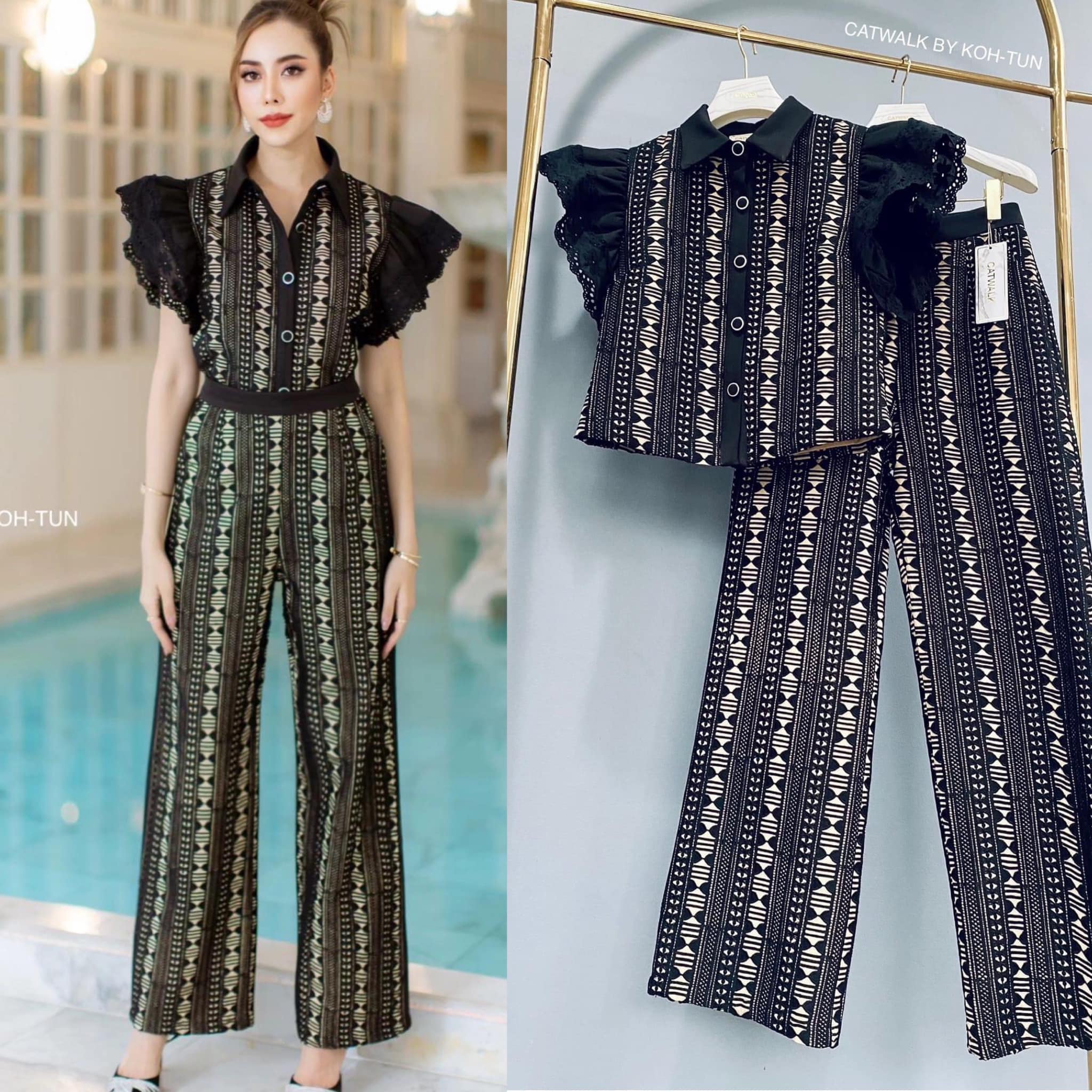 เซตปกเชิ้ตผ้าลูกไม้ ผ้าลูกไม้เนื้อดีทอลายสวยไม่ยับง่าย . สินค้าคุณภาพ (พร้อมส่ง).