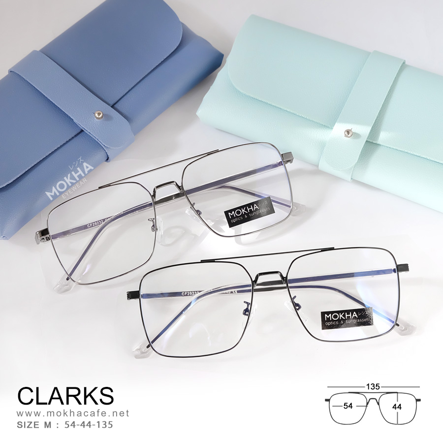 แว่นตา CLARKS -black กรอบแว่นทรงเหลี่ยม กรอบโลหะ Double Bridge กว้าง 135 มม.(sizeM) H44