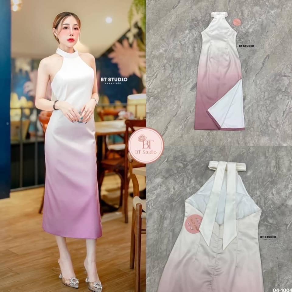 แม๊กซี้เดรสแขนกุดคอปิดช่วงคอแต่งแทบเป็นชั้น ๆ ผ่าข้าง ด้านหลังเว้าแต่งสายโบห้อยจากคอปิดหลังเล็กน้อย งานดีไซส์แต่งไล่สีครีมไล่สีไปสีชมพู ใส่สบาย : สินค้าคุณภาพ (พร้อมส่ง)