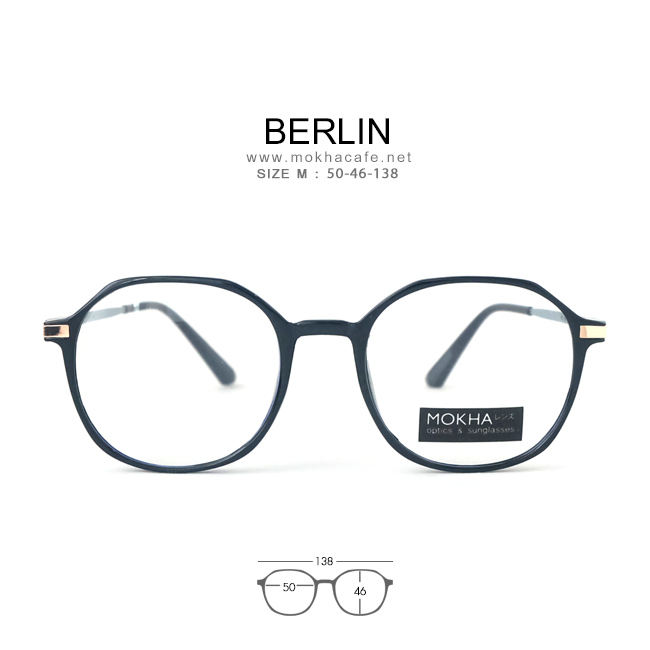 BERLIN - black gold กรอบแว่น แว่นตาทรงเหลี่ยม กว้าง 138 มม. (sizeM)