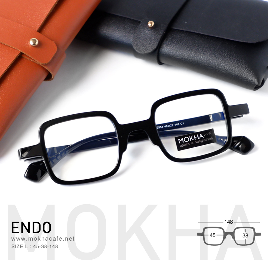 ENDO - black กรอบแว่น ทรงเหลี่ยม TR90 ยืดหยุ่น กว้าง 148 มม. (sizeL) H38