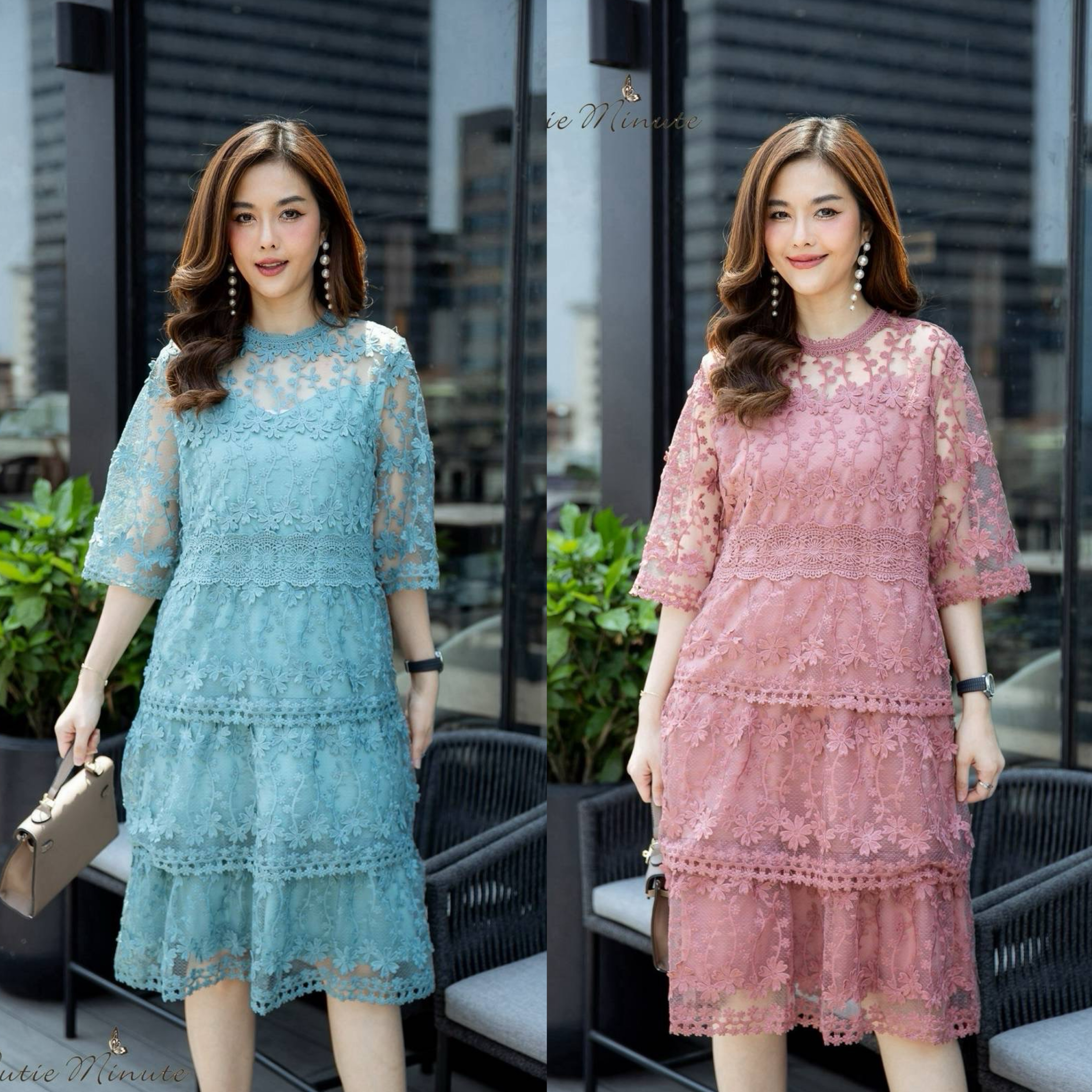 เดรสลูกไม้ผ้าออแกนซ่า ทำระบายเป็นชั้นๆ เดรสมีซับในทั้งตัว ซิปซ่อนด้านหลังง่ายต่อการสวมใส่ ใส่สบาย : สินค้าคุณภาพ (พร้อมส่ง)