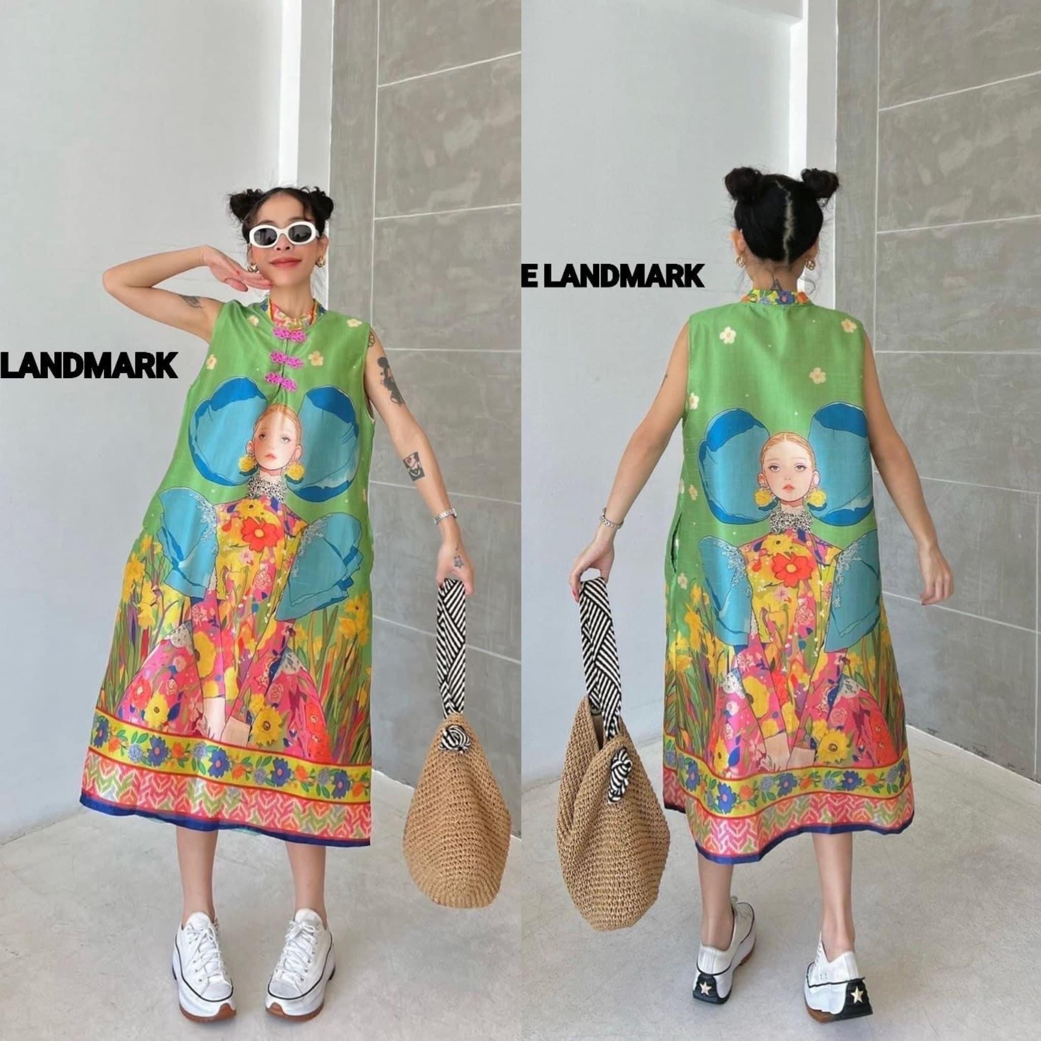 กี่เพ้า เดรสผ้าไหมอินเดียพิมพ์ลาย ดีไซน์กี่เพ้าแขนกุด กระดุมผ้าเปิดได้ สวมใส่ง่าย แพทเทิร์นA ใส่สบาย ใส่สบาย : สินค้าคุณภาพ (พร้อมส่ง)