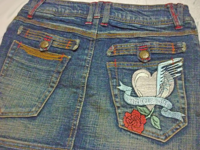 #1กระโปรงยีนส์แต่งปัก สวยมากกก 29-33-13