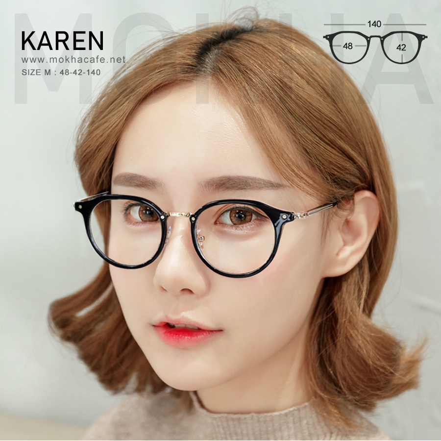 KAREN - black silver กรอบแว่น ทรงหยดน้ำ แว่นตาวินเทจ กว้าง 140 มม.(sizeM) H42