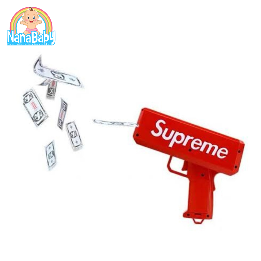 ปืนยิงแบงค์ ปืนยิงเงิน ไอเทมสายเปย์ ของเล่นเด็ก มีไฟ ใส่ถ่าน พร้อมธนบัตร 100 ใบ