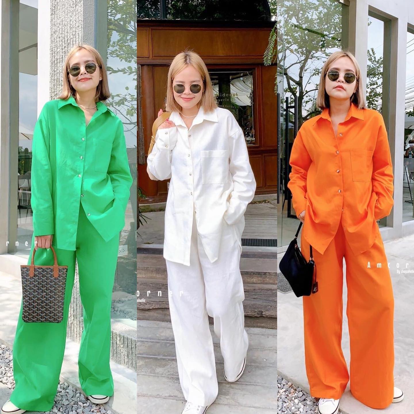 ชุดเสื้อ+กางเกงขายาว Linen set shirt🌸🌸 ผ้าlinen แท้ 💯เนื้อดี เนื้อนิ่มใส่สบาย : สินค้าคุณภาพ (พร้อมส่ง)