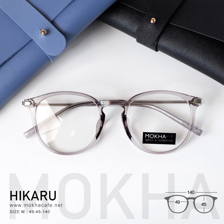 HIKARU - grey แว่นตาทรงหยดน้ำ กรอบพลาสติกยืดหยุ่น TR90 ขาลวดโลหะ กว้าง 140 มม. (sizeM) H45 19g