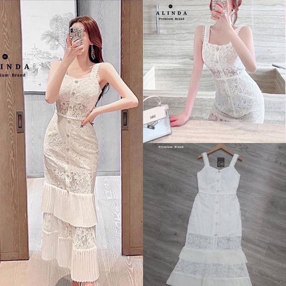 เดรสยาวผ้าลูกไม้สีขาว ใช้ผ้าลูกไม้เนื้อดี นิ่ม ลายสวย ทรงสวย สินค้าคุณภาพ (พร้อมส่ง)