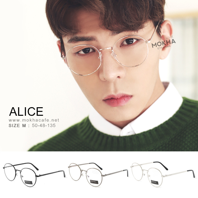 ALICE - gray กรอบโลหะทรงกลม กว้าง 135 มม.(sizeM) H48