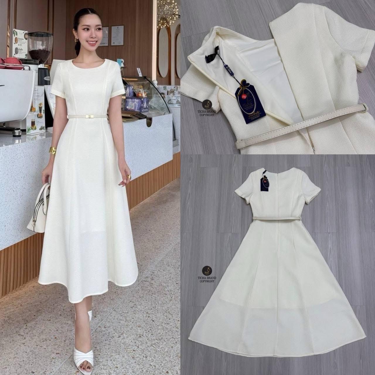 เดรสยาวคอกลมแขนสั้น สีครีม เนื้อผ้ามีเทคเจอร์ ตีเกร็ดหน้ายาวทั้งตัว ช่วงกระโปรงทรงพลิ้วยาว มาคู่เข็มขัดใส่รูดปรับเข้ารูปให้ทรงสวย(มีซิปหลัง) ใส่สบาย : สินค้าคุณภาพ (พร้อมส่ง)