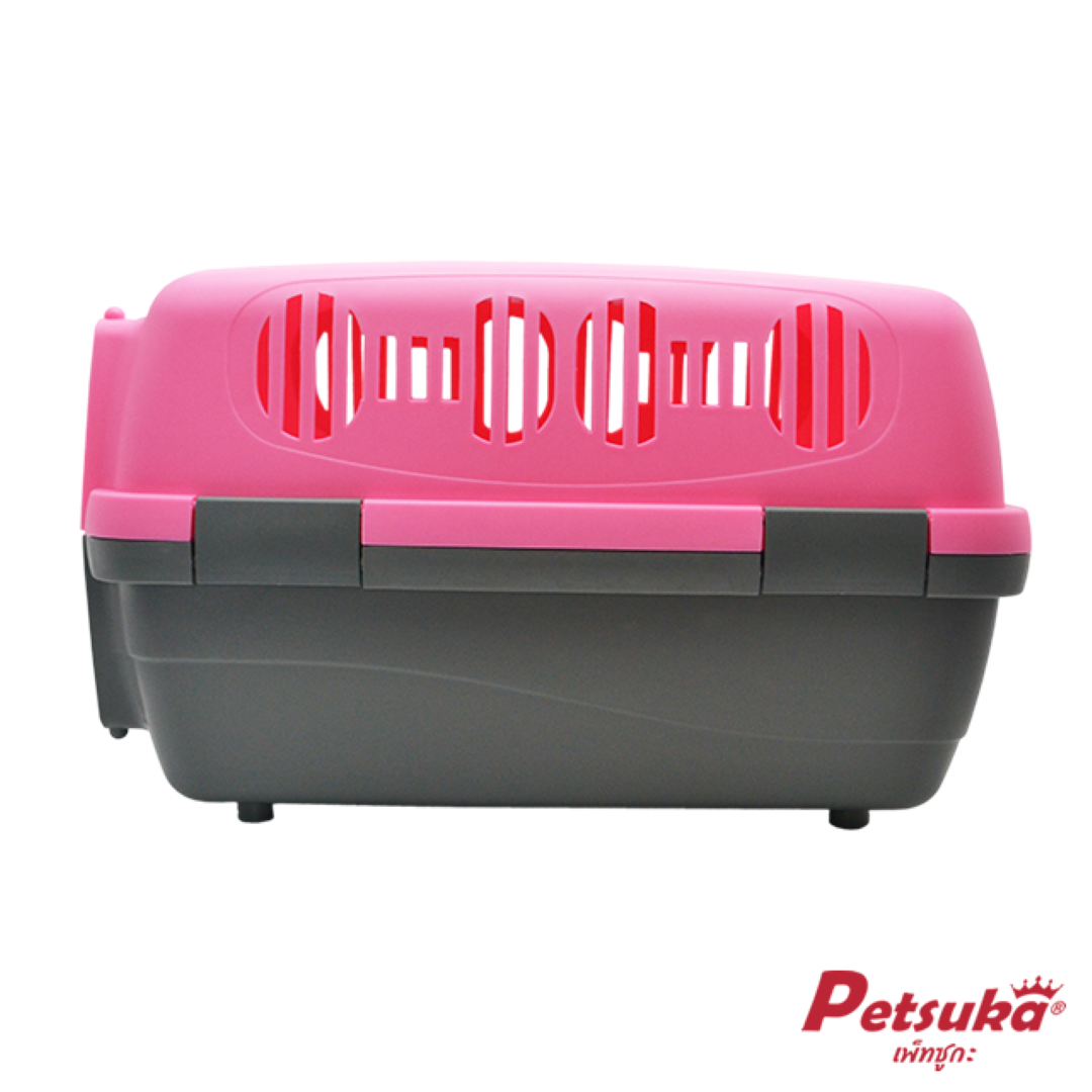 กล่องใส่สุนัขและแมว Petsuka Pet Cage กรงหิ้วสำหรับเดินทาง สีชมพู