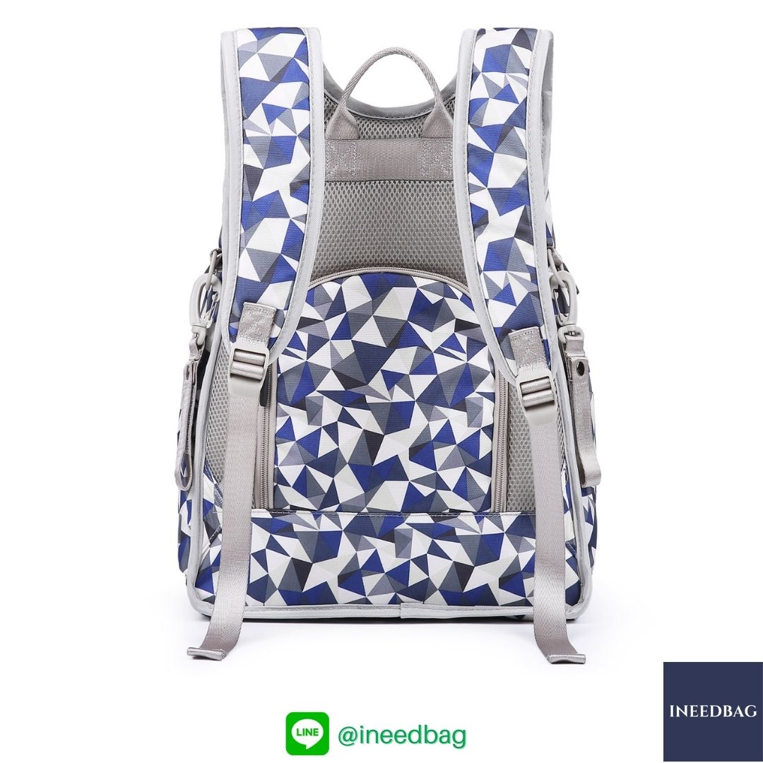 Ecosusi กระเป๋าคุณแม่, กระเป๋าสัมภาระคุณแม่, กระเป๋าแม่ลูกอ่อน แบบเป้ มาพร้อมแผ่นรองเปลี่ยนผ้าอ้อม, ช่องเก็บความร้อน-เย็น (New Version Blue) + Wet Pocket + Wipe Pocket