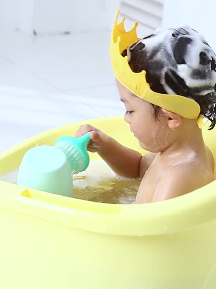 NanaBaby หมวกสระผมเด็ก หมวกสระเด็ก หมวกกันแชมพู กันน้ำเข้าตา หมวกสระผม ปรับขนาดได้ 🛁 รูปมงกุฏ 3 มิติ
