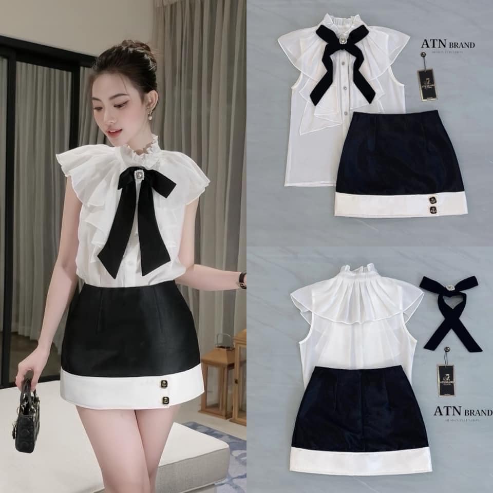 ชุดset 3ชิ้น เสื้อชีฟองแขนสั้น ติดกระดุมด้านหน้า แต่ระบาย+กระโปรง(ซับในกางเกง)+เข็มกลัดโบว์ ซับในอย่างดี ใส่สบาย สินค้าคุณภาพ (พร้อมส่ง)