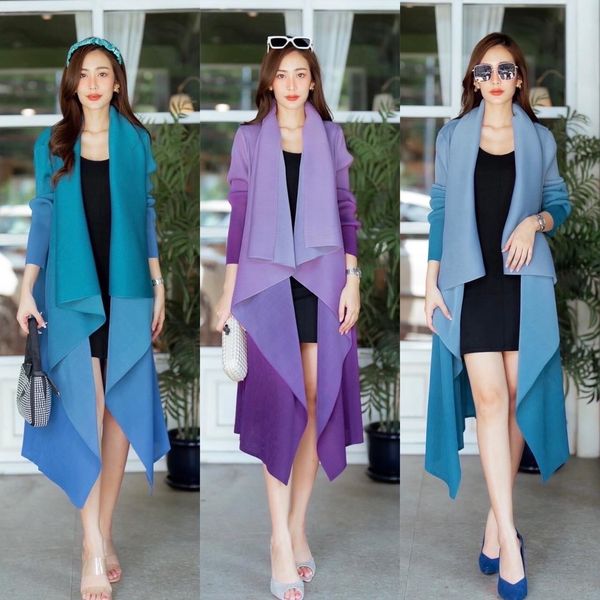 เบรเซอร์ตัวยาว อัดพลีท 100% เนื้อเดียวกับงาน Brand ดีไซน์เก๋ ด้วยแพตเทิร์น ปกใหญ่ซ้อน ปลายระย้า ทรงผีเสื้อ สินค้าคุณภาพ (พร้อมส่ง)