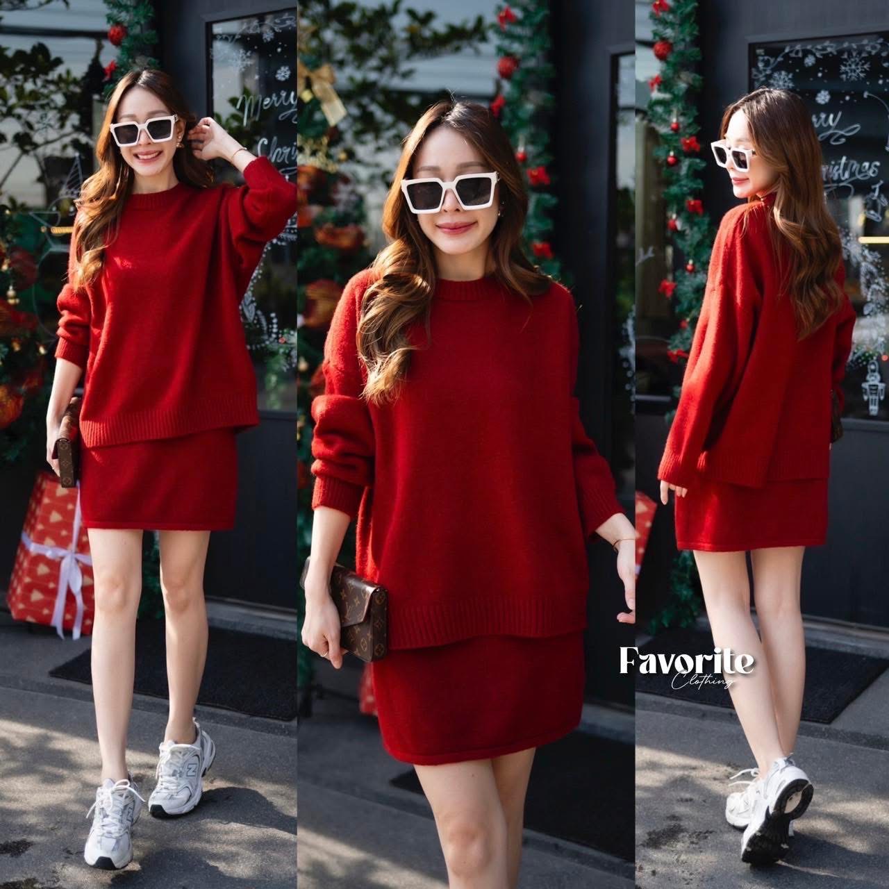 Set เสื้อ+กระโปรงไหมพร ใส่สบาย : สินค้าคุณภาพ (พร้อมส่ง)