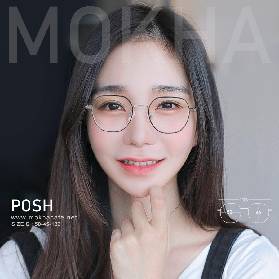 กรอบแว่น POSH - black กรอบโลหะ ทรงเหลี่ยม น้ำหนักเบา กว้าง 133 มม. (sizeS) H45