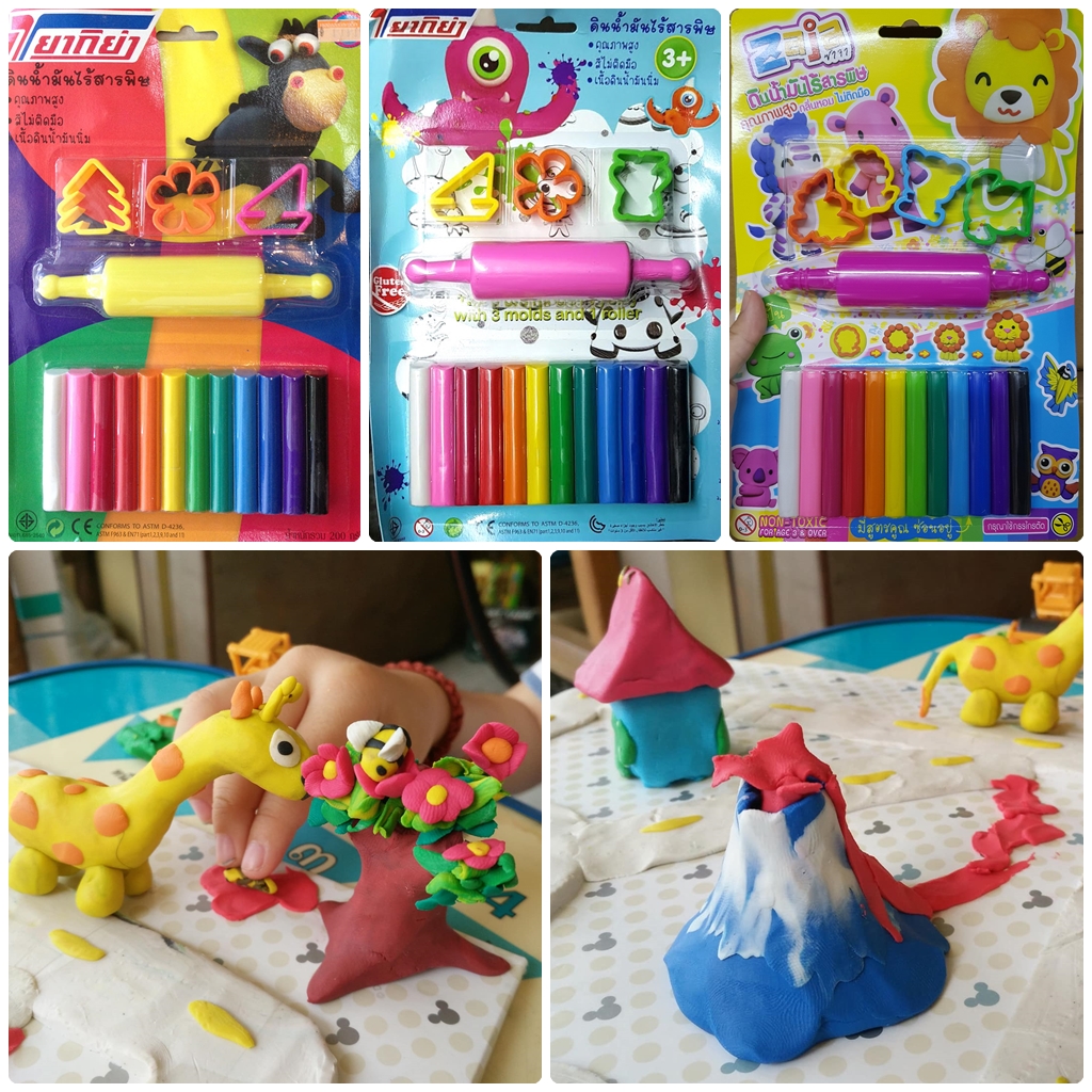 NanaBaby ดินน้ำมันเด็ก ไร้สารพิษ ดินน้ำมันเด็กๆ 12 สี พร้อมไม้รีดและที่ปั๊มตัดดินน้ำมัน