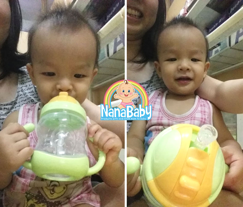 ถ้วยหัดดื่ม NanaBaby ขวดดูดน้ำเด็ก หลอดดูดมีลิ้นกันสำลัก BPA-Free (6 m+)
