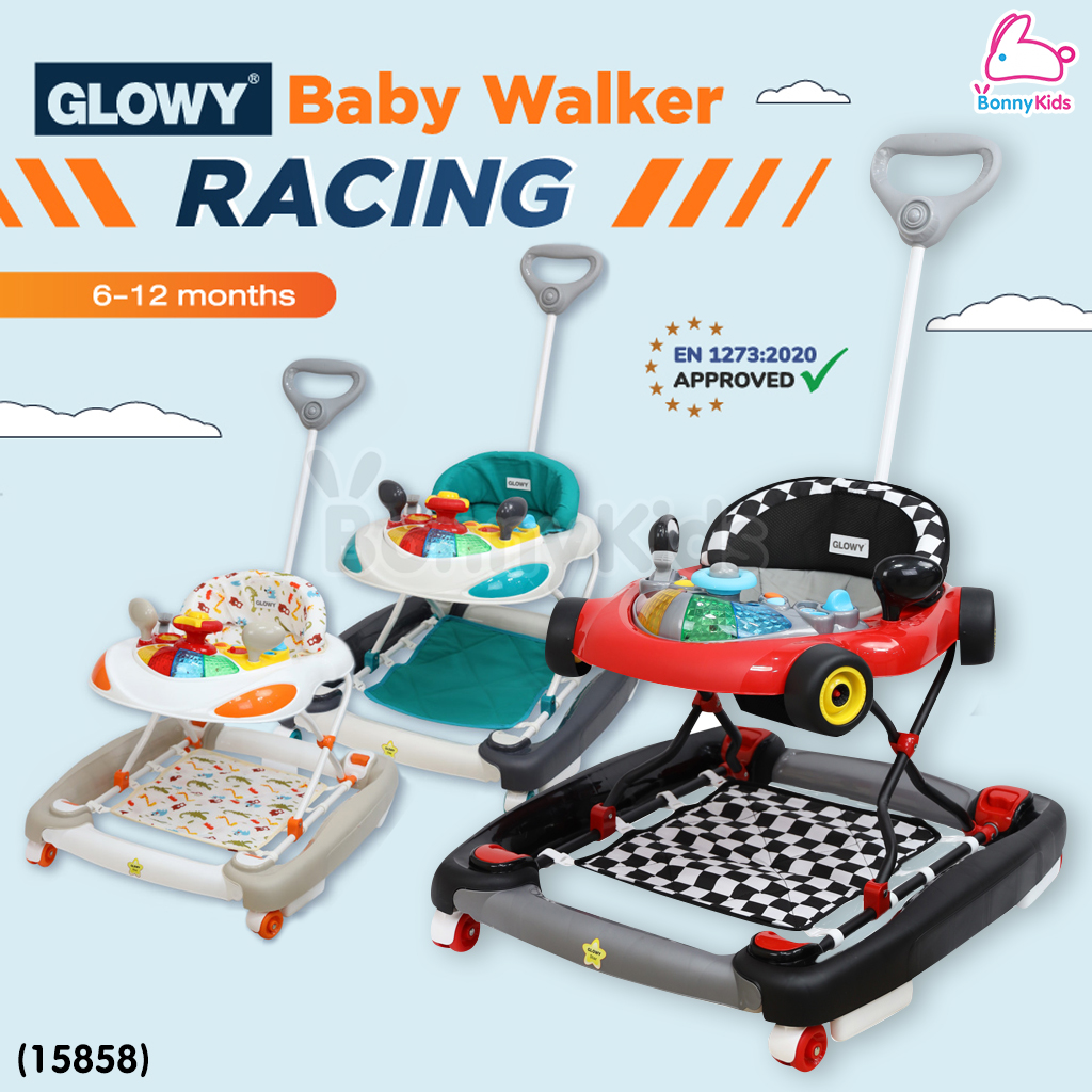 (15858) GLOWY (โกลวี่) Baby Walker รถหัดเดิน GLOWY Baby Walker รุ่น Racing สำหรับเด็กอายุตั้งแต่ 6 – 12 เดือน รับน้ำหนักได้ถึง 12 กก.