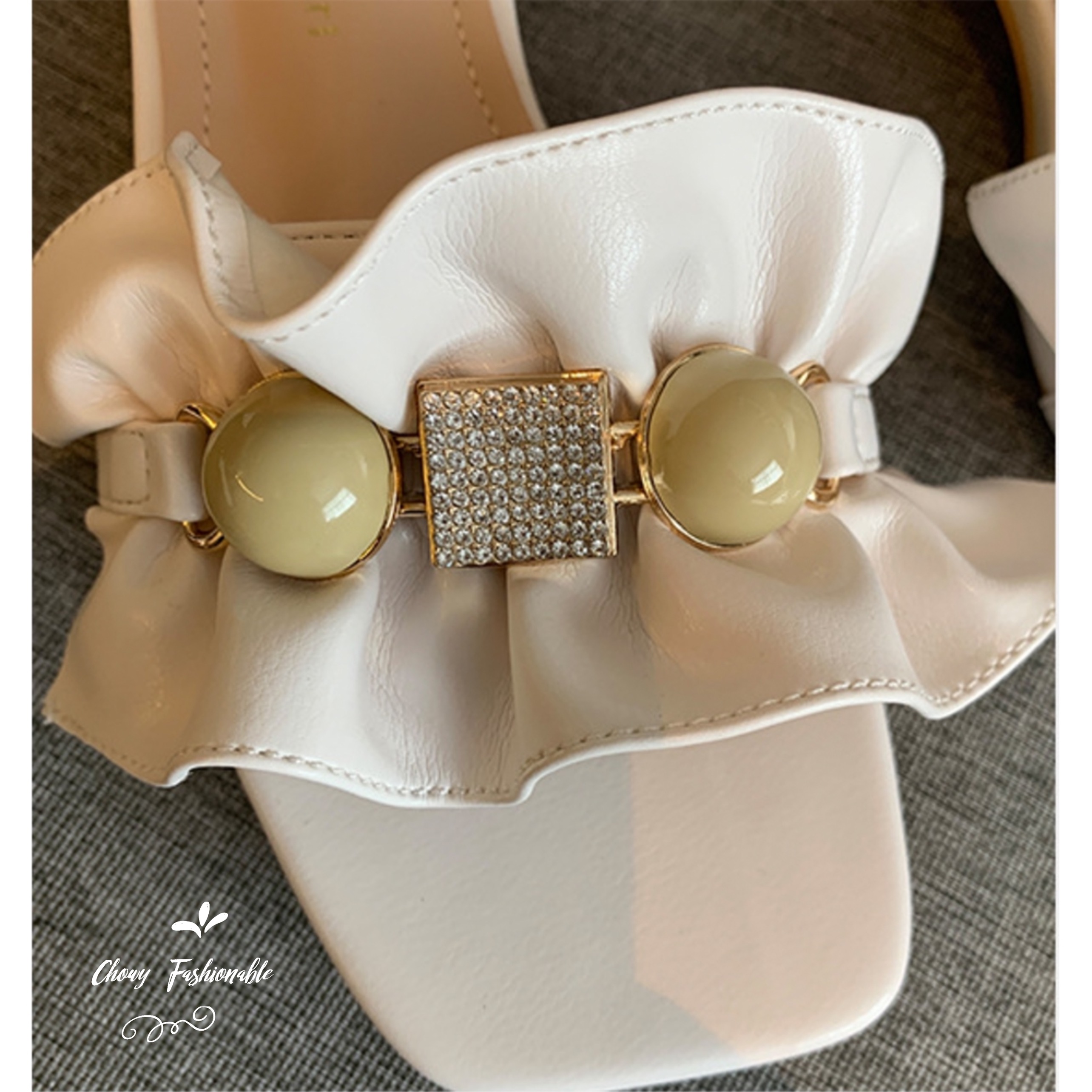 รองเท้าไซส์ใหญ่ 41-43 แตะไซส์ใหญ่ แตะสวมไซส์ใหญ่ สีครีม KR1121