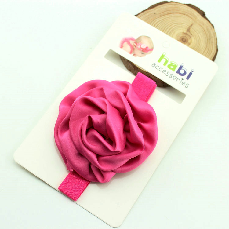 ผ้าคาดผมเด็กเล็ก โบว์ดอกกุหลาบซาติน