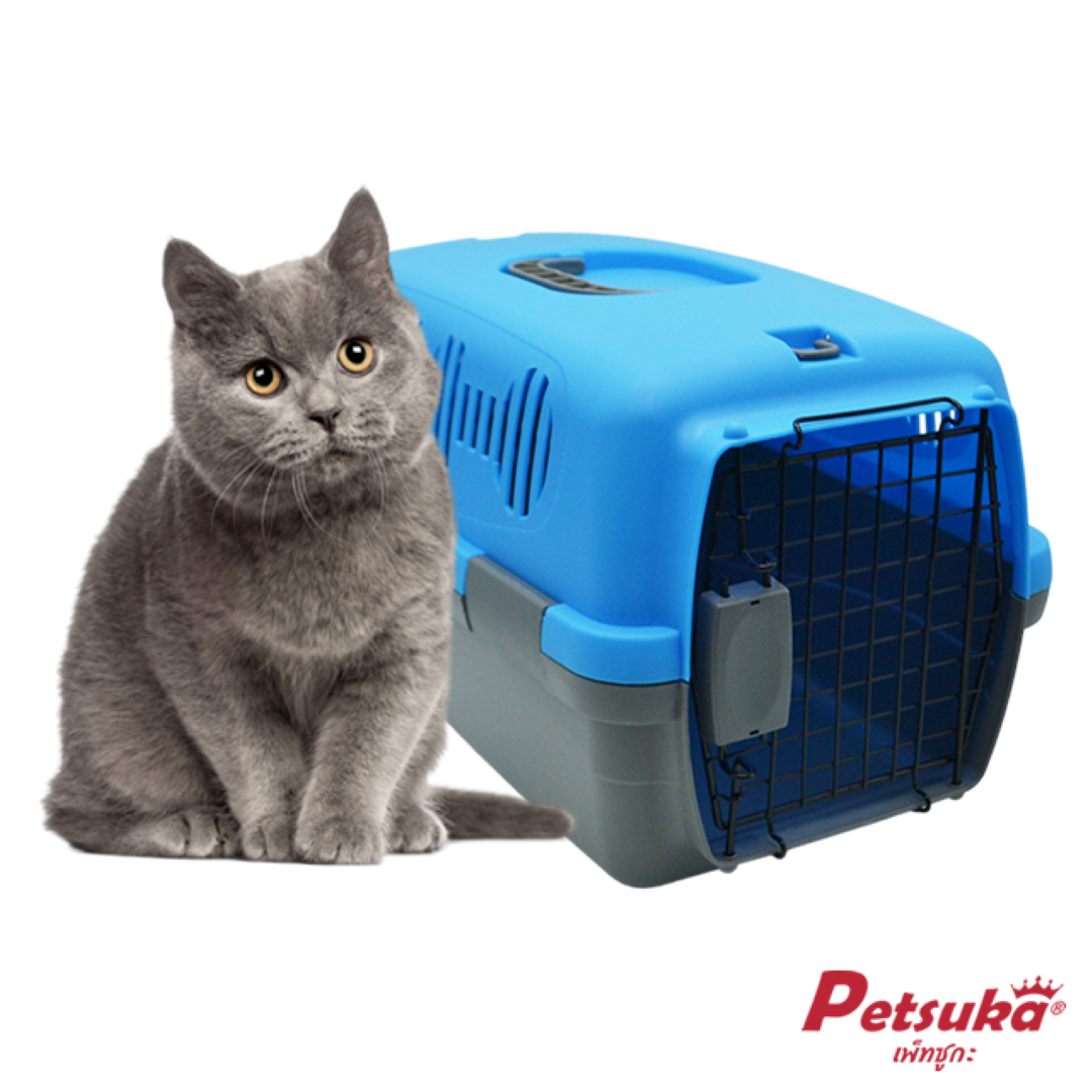 กล่องใส่สัตว์เลี้ยง Petsuka Pet Cage กรงหิ้วสำหรับเดินทาง สีฟ้า