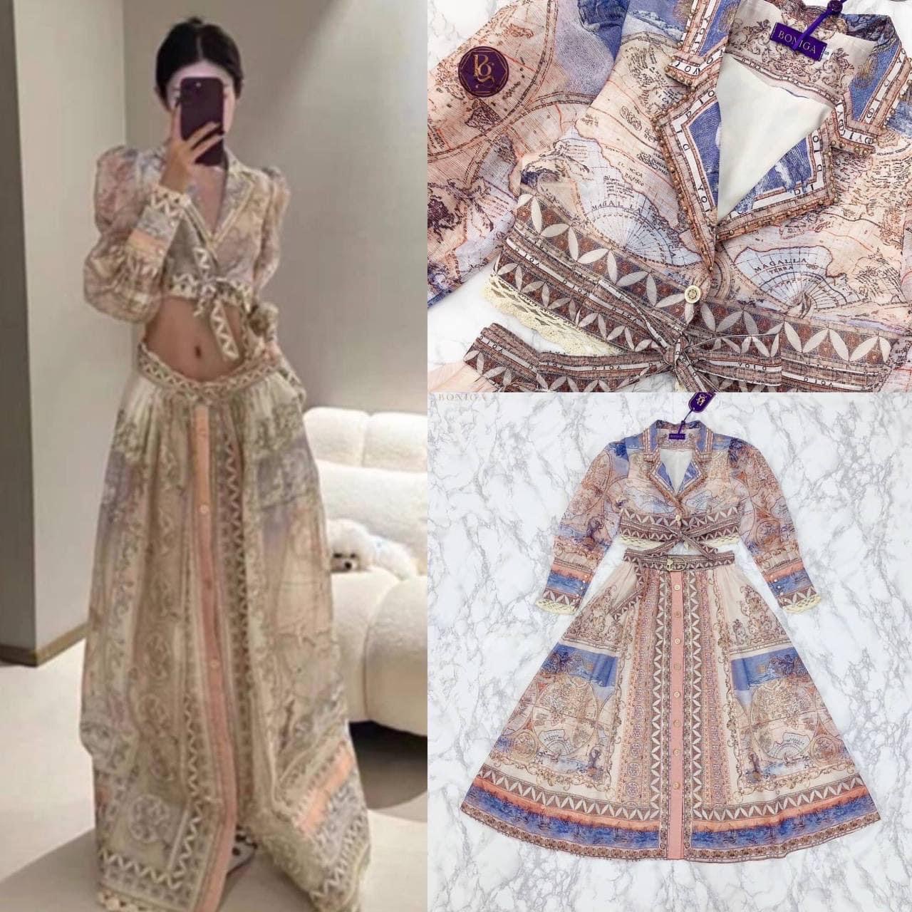 Set เสื้อ+กระโปรงยาวสุดหรู แม่จ๋า!! โฮโซดูแพงมากแม่ ใครได้ไปคือไม่ผิดหวัง งานจริงสวยและผ้าดีมากๆ มาพร้อมเข็มขัดไข่มุก ใส่สบาย สินค้าคุณภาพ (พร้อมส่ง)