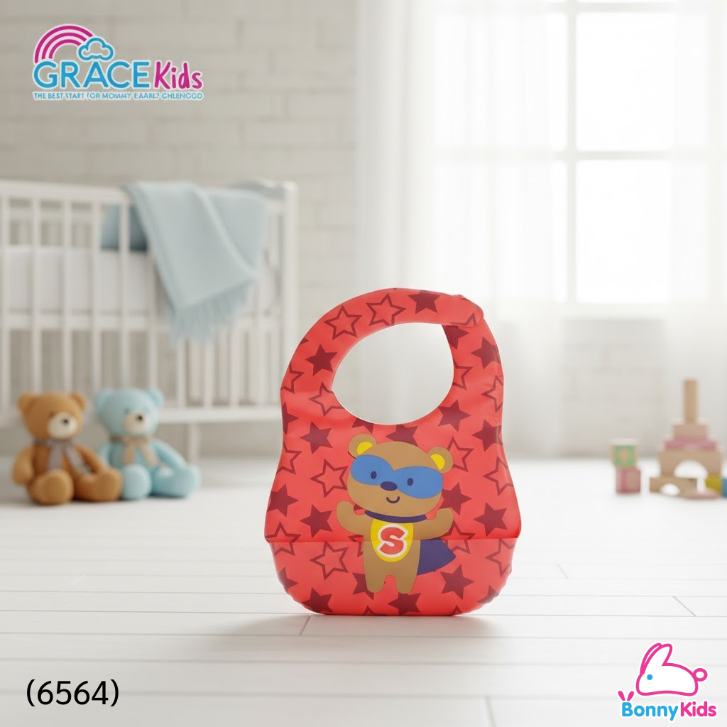(6564) Gracekids ผ้ากันเปื้อนพลาสติก รุ่น มีที่รองอาหาร