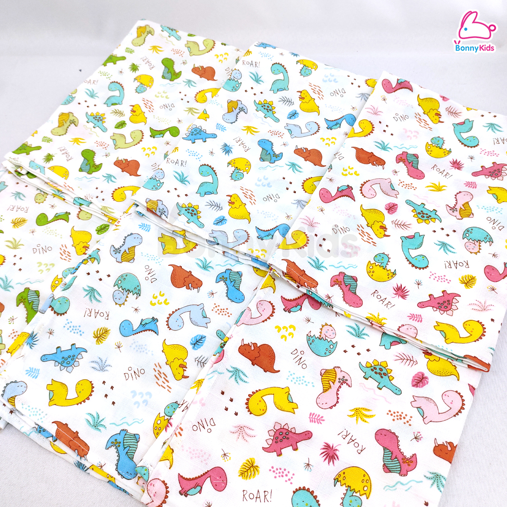 Tres-G (เตรสจี) ผ้าอ้อมสาลู 2 ชั้น ยิ่งซักยิ่งนุ่ม ขนาด 30x30 นิ้ว แพ็ค 6 ผืน (คละลาย)