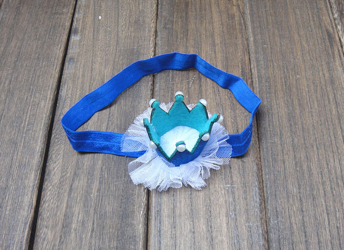 ที่คาดผมมงกุฎเด็กเล็ก ฐานจีบรูดระบายสีขาว สำหรับเด็กวัย 0-2 ปี