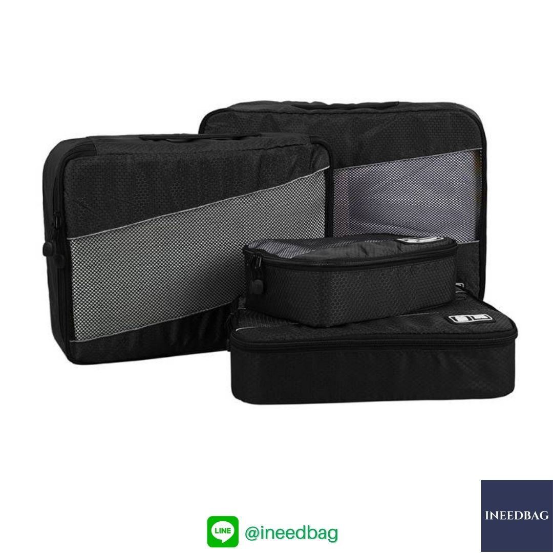 Bagsmart กระเป๋าจัดระเบียบเดินทาง 4 ใบต่อชุด ใส่เสื้อผ้า ชั้นใน ถุงเท้า เข็มขัด (ฺBlack) (Bagsmart Packing Cubes 4-Pcs Travel Organizer)