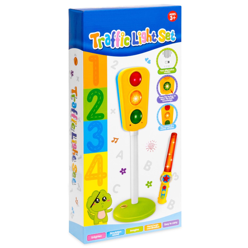 ของเล่นไฟสัญญาณจราจร ไฟเขียวไฟแดงเด็ก พร้อมไม้ส่งสัญญาณ มีเสียงเพลง