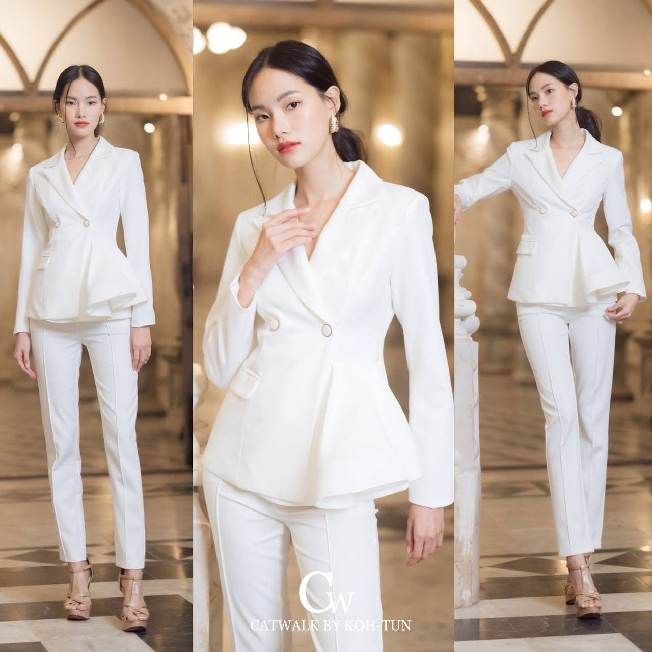 เซตBLAZER แต่งระบายข้าง มาพร้อมกางเกงขายาวทรงกระบอกเล็ก เนื้อผ้าเกรดเอ สวยเว่อร์ ใส่สบาย : สินค้าคุณภาพ (พร้อมส่ง)