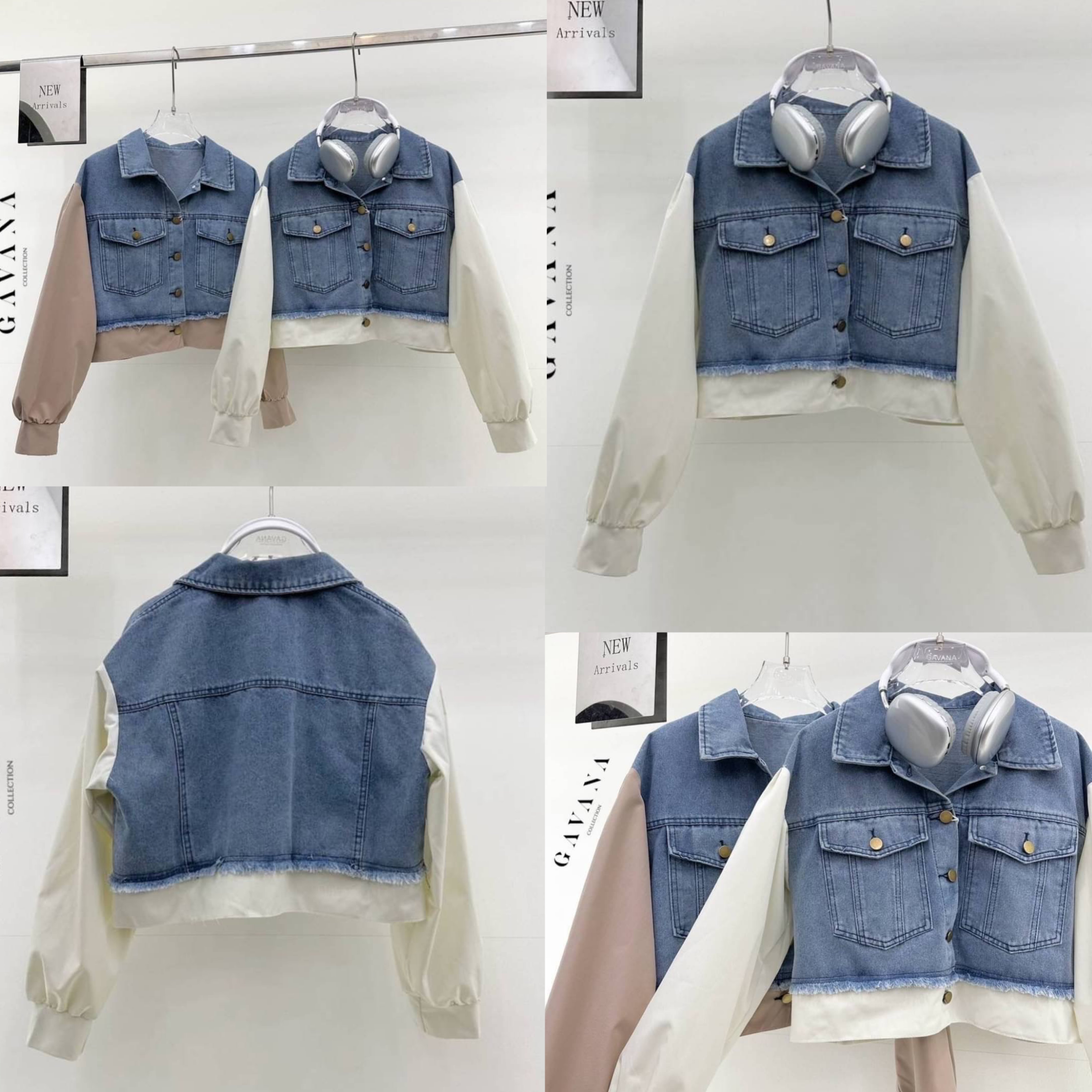 เสื้อเชิ้ตยีนส์ต่อผ้าชายเสื้อและแขน สีทูโทนใส่สวยน่ารักมากเลยค่า เนื้อผ้าดีใส่สบายสุดๆ : สินค้าคุณภาพ (พร้อมส่ง)