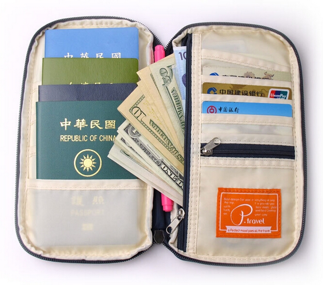 กระเป๋าใส่พาสปอร์ต กระเป๋าใส่หนังสือเดินทาง ใส่เอกสารสำคัญ ช่องเยอะ มีสายคล้องมือ พกพาสะดวก ผลิตจากไนล่อนกันน้ำ คุณภาพดี