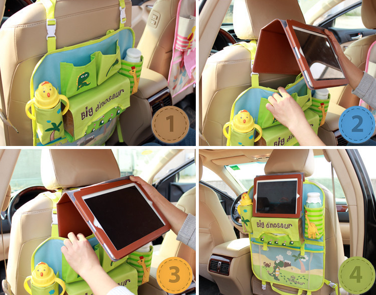 กระเป๋าคุณแม่ 2 in 1 กางเป็นช่องติดหลังเบาะรถยนต์ได้ ลายการ์ตูนน่ารัก