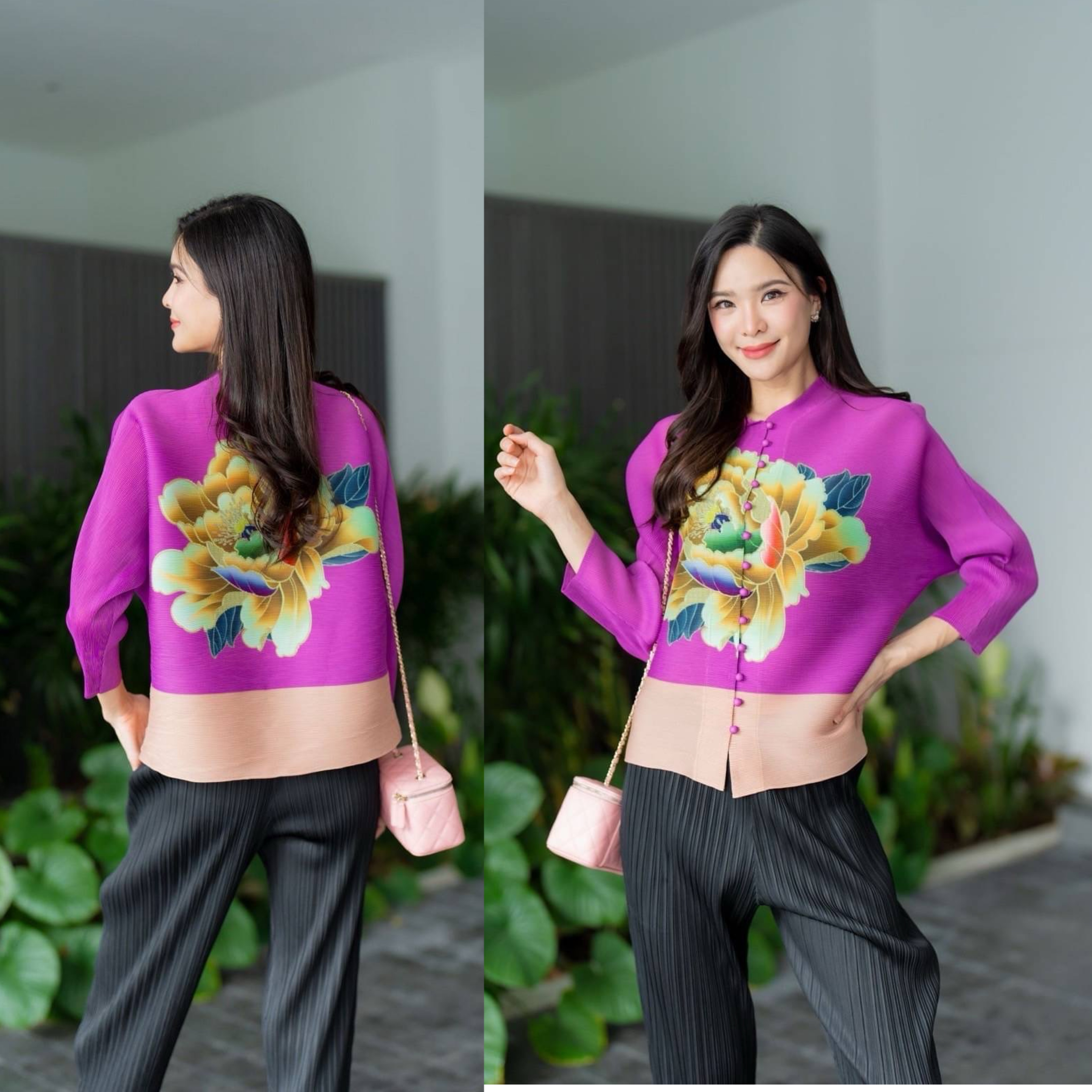 เสื้ออัดพลีทเนื้อดี งาน AA Premium แบบงานแบรนด์ สไตล์มาดาม สวย เรียบหรู ใส่สบาย : สินค้าคุณภาพ (พร้อมส่ง)