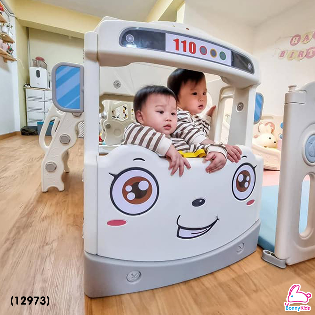 (12973) Baby Slider เซ็ตรถบัสสไลด์เดอร์ + แป้นบาส+ชิงช้า อุปกรณ์ครบชุด (Full Set)