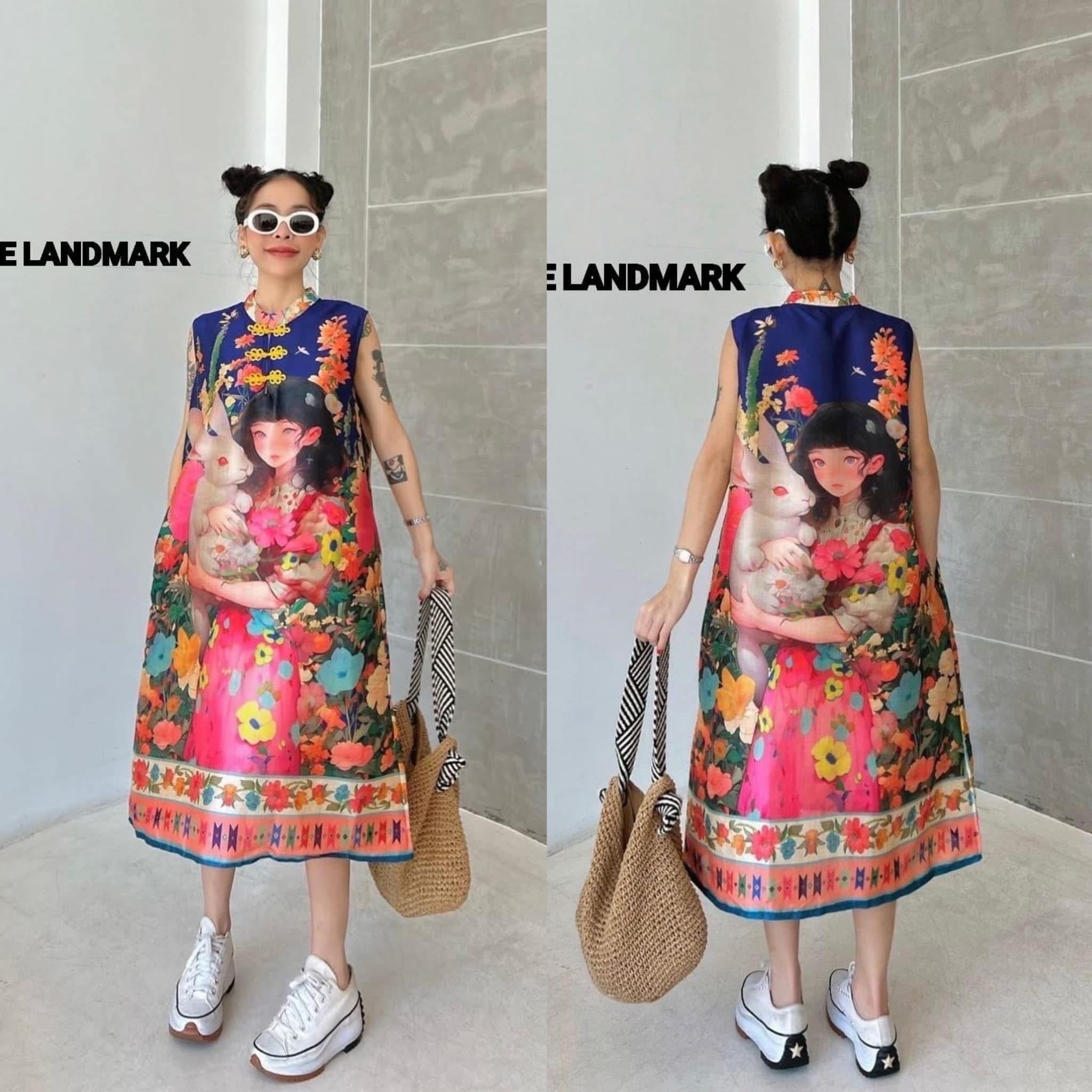 กี่เพ้า เดรสผ้าไหมอินเดียพิมพ์ลาย ดีไซน์กี่เพ้าแขนกุด กระดุมผ้าเปิดได้ สวมใส่ง่าย แพทเทิร์นA ใส่สบาย ใส่สบาย : สินค้าคุณภาพ (พร้อมส่ง)