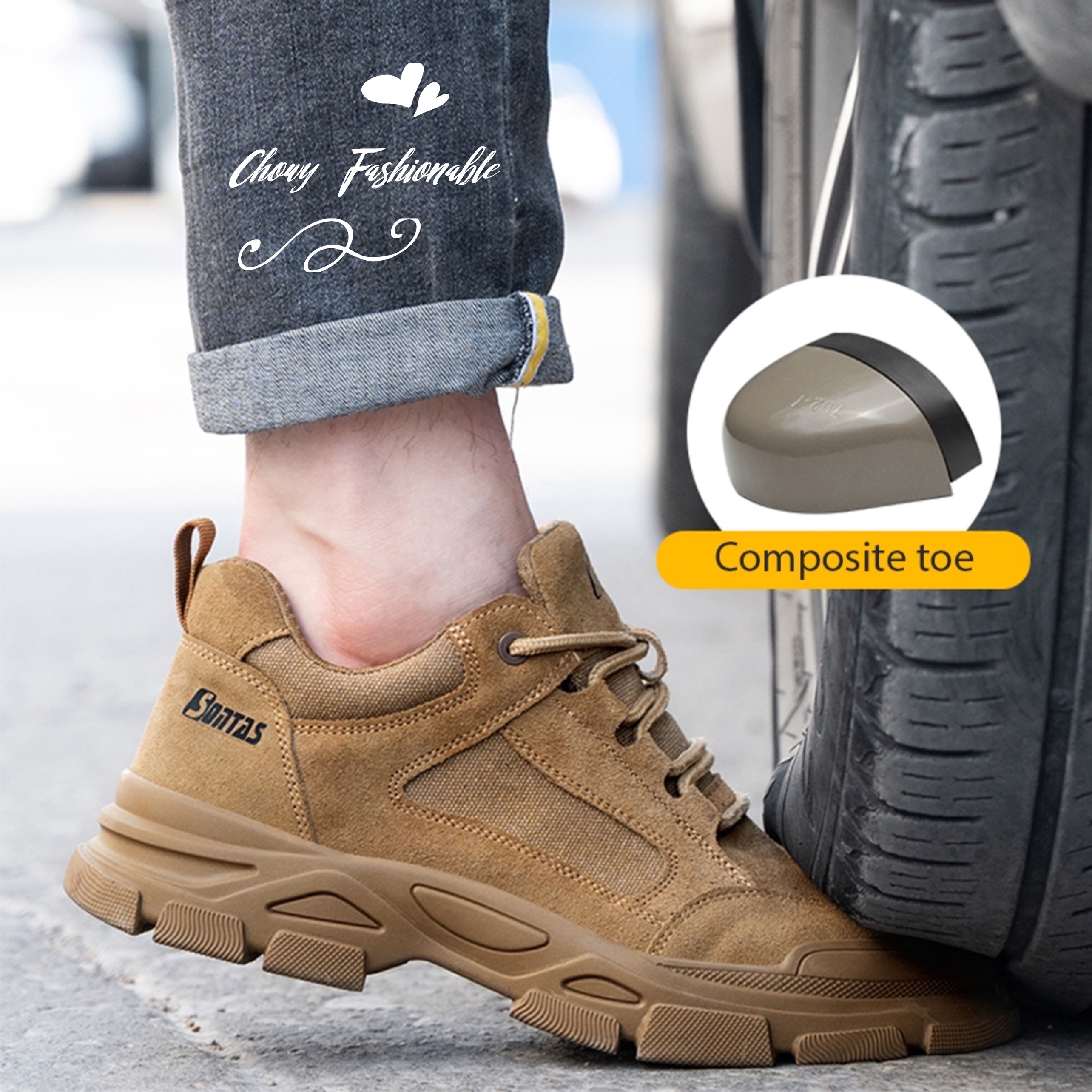 รองเท้าเซฟตี้ 41-48 รองเท้า Safety Shoes หนังแท้ เซฟตี้แฟชั่นไซส์ใหญ่ ผ้าใบเซฟตี้ Chowy KR1146