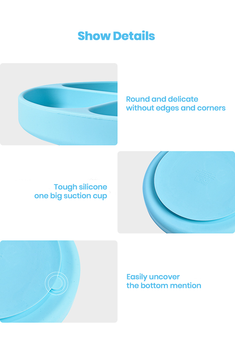 NanaBaby จานก้นดูดซิลิโคน จานหลุมเด็กซิลิโคน จานดูดเด็ก 3 ช่อง มีฝาปิด+หลอดดูด BPA-Free