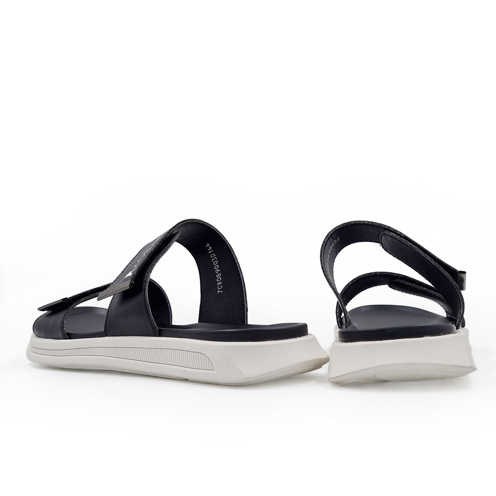รองเท้าแตะไซส์ใหญ่ 44 EU Sandal Men แบบเทปแปะ สีดำ KR1009BL