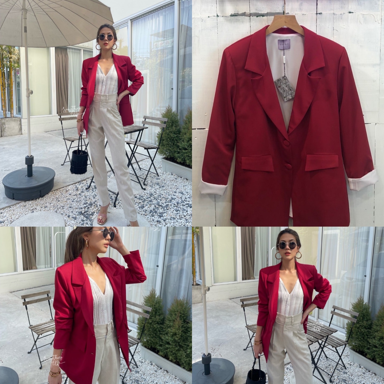 เบลเซอร์ปกสูท สีแดง งานมีซับในสีขาวตัดกัน ใส่พับแขนก็เก๋ๆ ติดกระดุมปั๊ม 2 เม็ด เจาะกระเป๋า จริง 2 ข้าง เนื้อผ้าอย่างดี งานสวยค่ะ : สินค้าคุณภาพ (พร้อมส่ง)