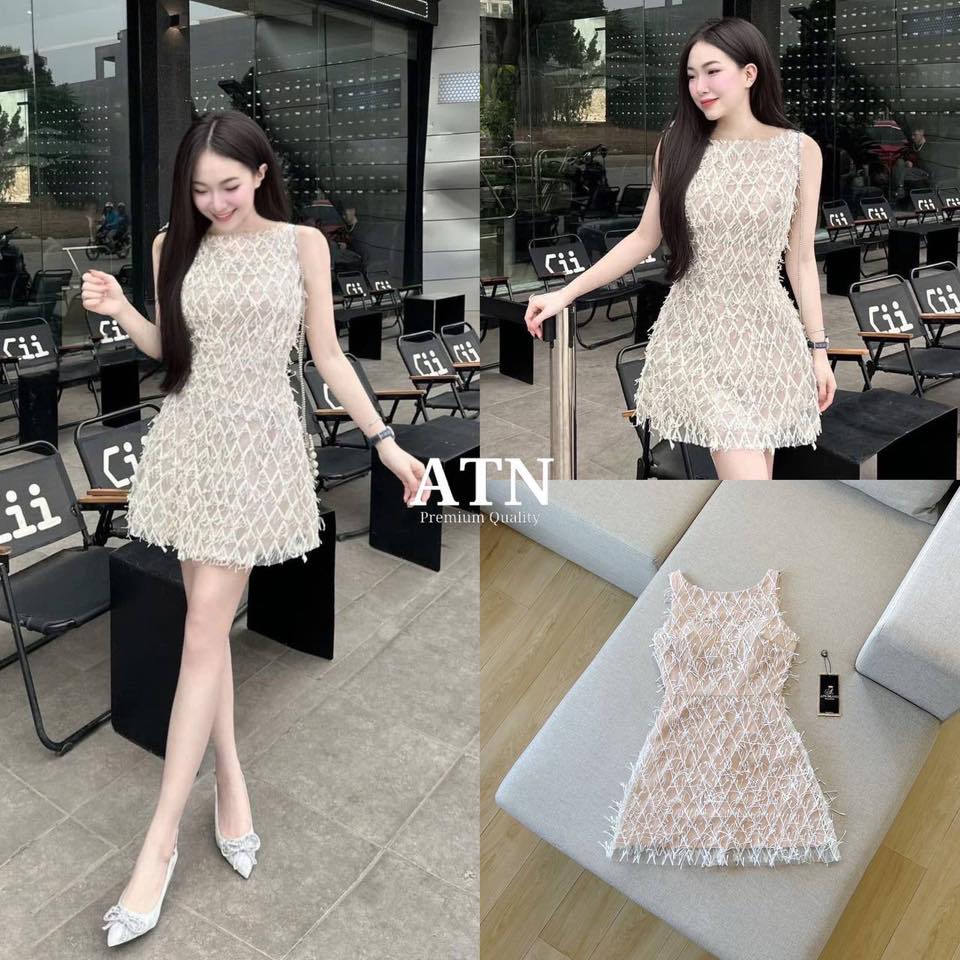 มินิเดรสสีครีมแขนกุด อกเสริมฟองน้ำ ซิปหลัง ซันในอย่างดี ใส่สบาย : สินค้าคุณภาพ (พร้อมส่ง)